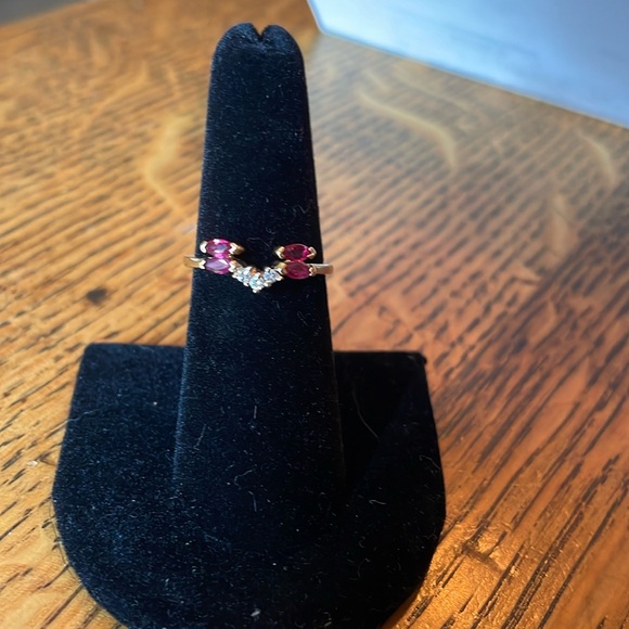 Jewelry | Ruby And Diamond Wedding Ring Or Ring Guard Size 6 34 | Poshmark